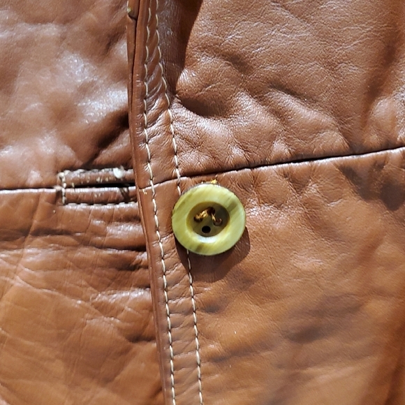 Vintage Brown Rust Leather Jacket Uruguay Retro Hip EUC Chic City Disco Fever - Picture 4 of 14